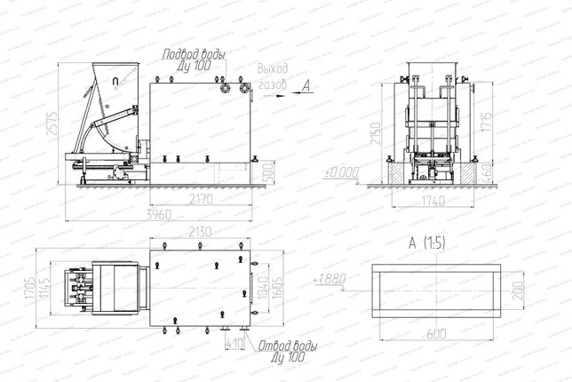 Котел КВм 0.7 с ТШПМ чертеж
